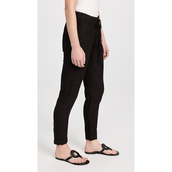 Enza Costa Linen Easy Pants Black - 2 - Picture 3 of 6